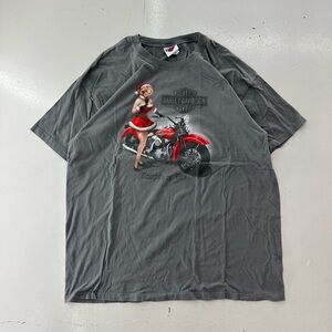 Harley-Davidson Charcoal Tee with Red Motorcycle Graphic